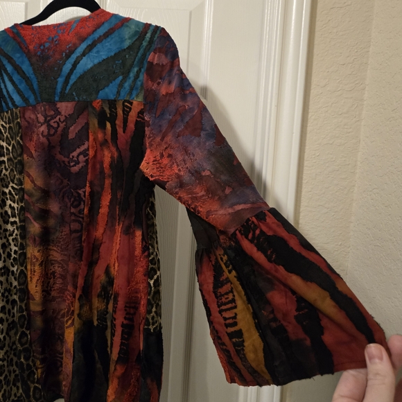 Multicolor Animal Print Tunic with Embroidered Neckline - Picture 13 of 14